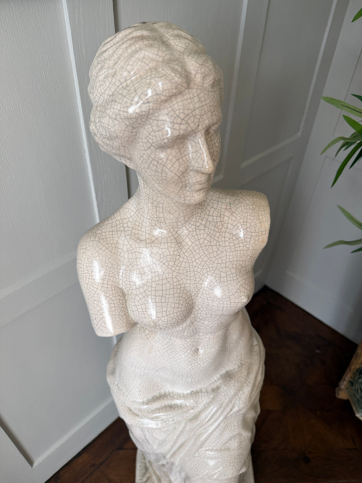 Large Crackle Glazed Classical Venus de Milo Style Statue