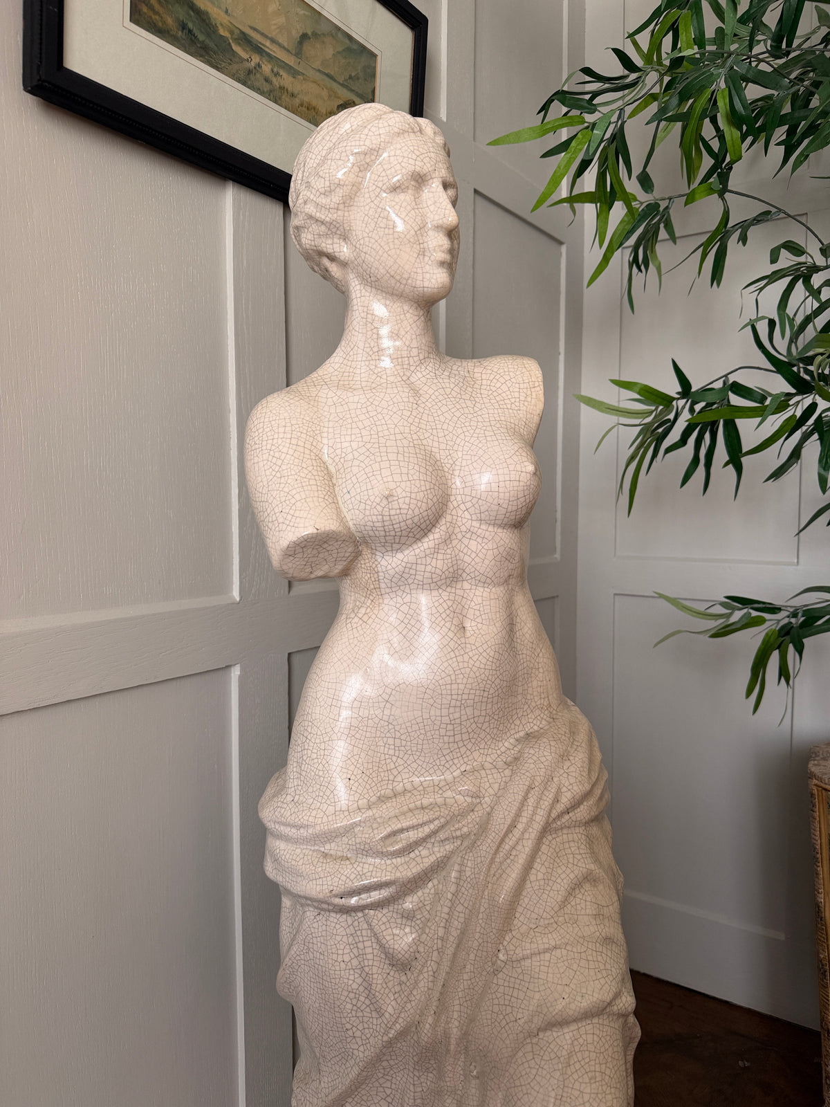 Large Crackle Glazed Classical Venus de Milo Style Statue