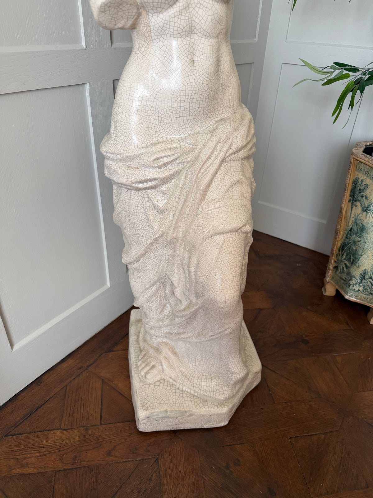 Large Crackle Glazed Classical Venus de Milo Style Statue