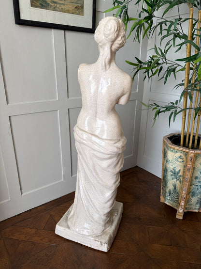 Large Crackle Glazed Classical Venus de Milo Style Statue