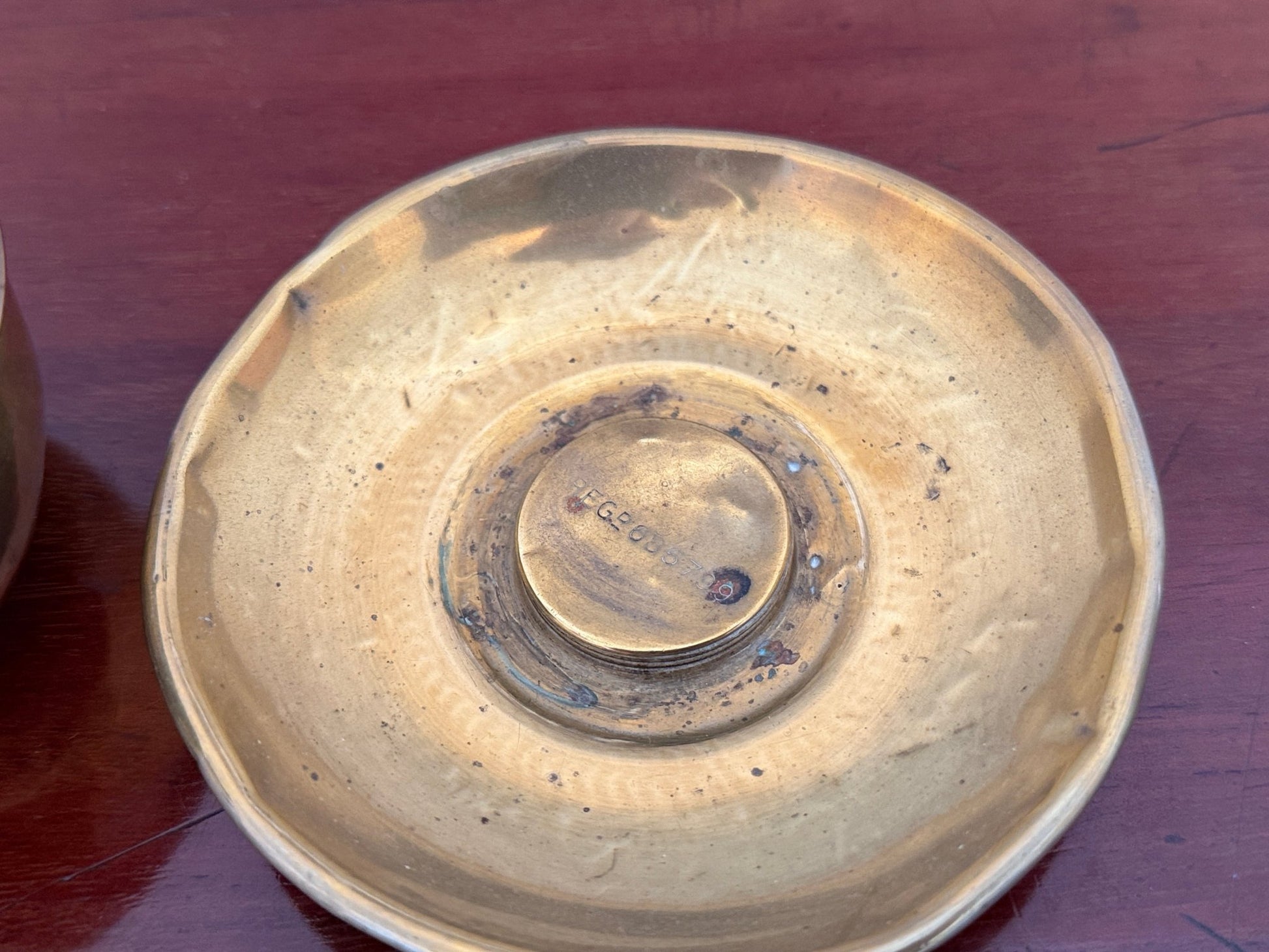Antique Brass Teacup & Saucer Novelty Money Box c.1920s - Oak House Trading