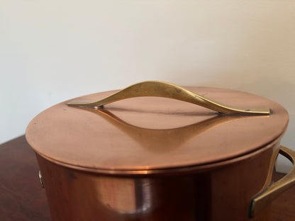 Vintage Dansk Copper Pot with Lid Brass Handles Jens Quistgaard Style - Oak House Trading