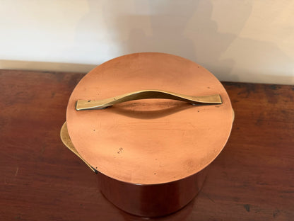 Vintage Dansk Copper Pot with Lid Brass Handles Jens Quistgaard Style - Oak House Trading