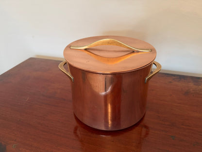 Vintage Dansk Copper Pot with Lid Brass Handles Jens Quistgaard Style - Oak House Trading