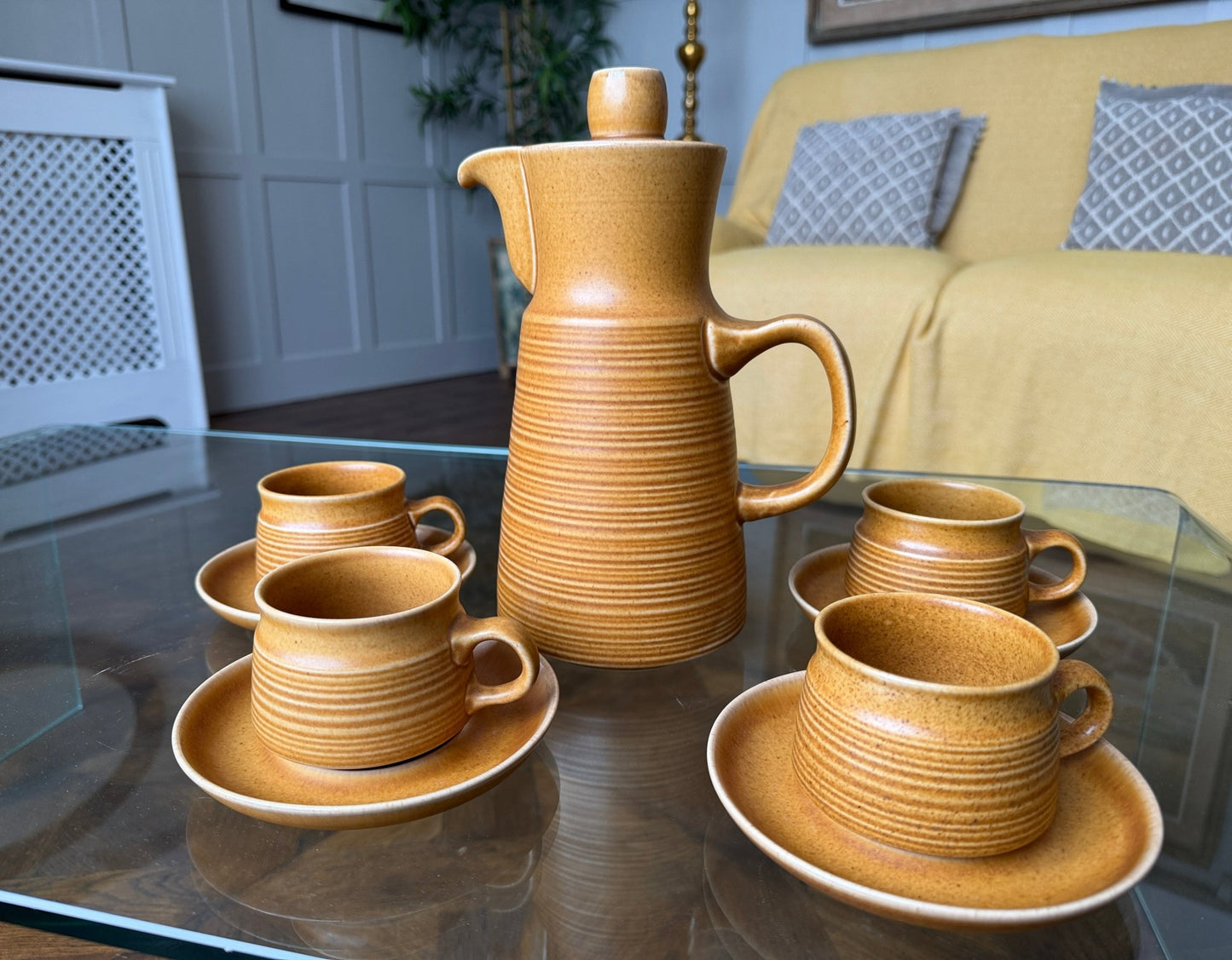 Vintage Denby Langley Canterbury Coffee Set for Four - Oak House Trading