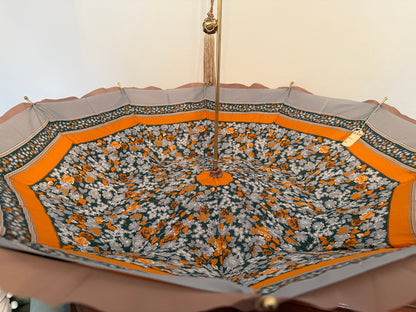 Vintage Paragon Fox Frame Umbrella with Floral Lining & Tassel Handle - Oak House Trading