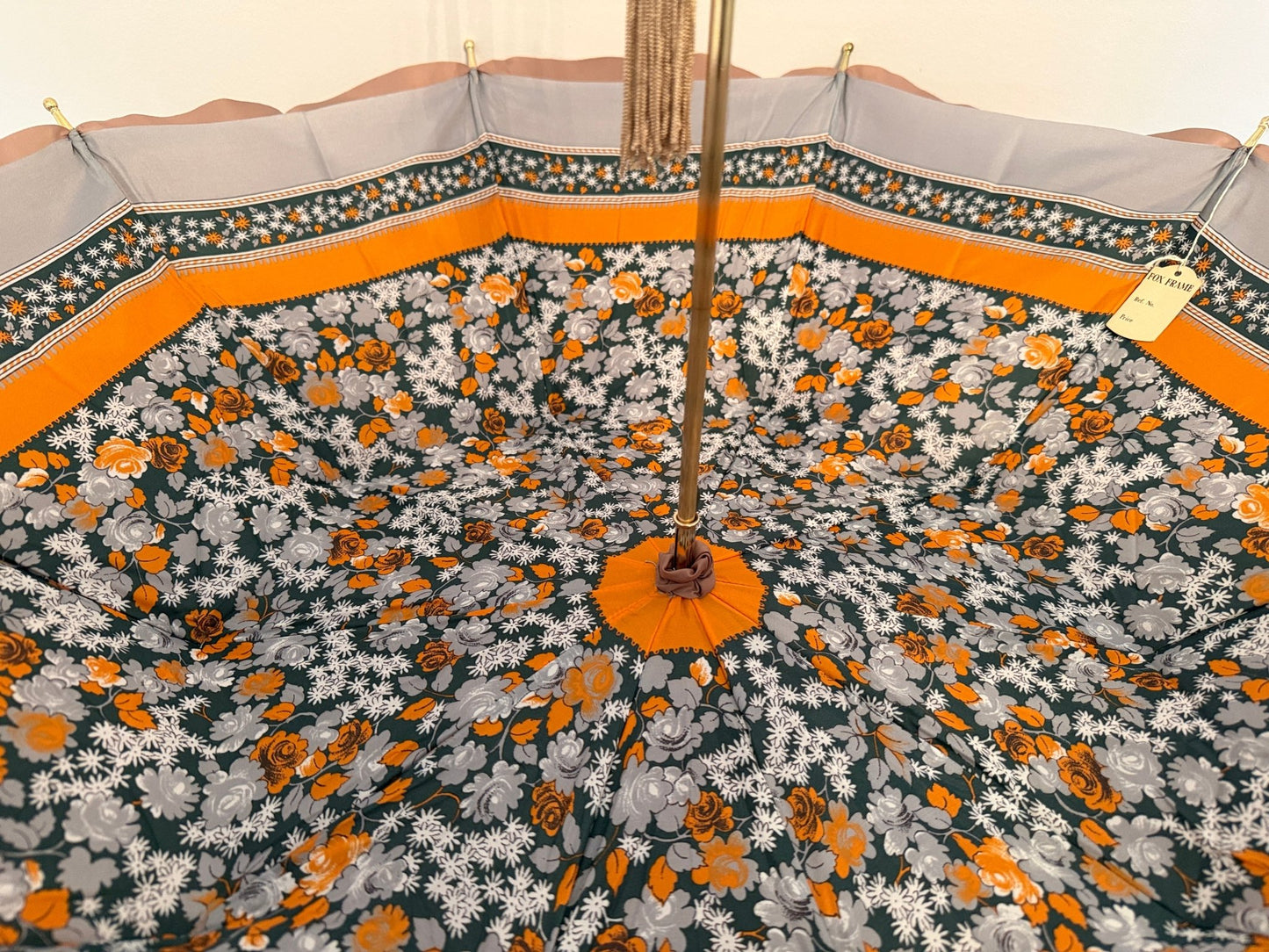 Vintage Paragon Fox Frame Umbrella with Floral Lining & Tassel Handle - Oak House Trading