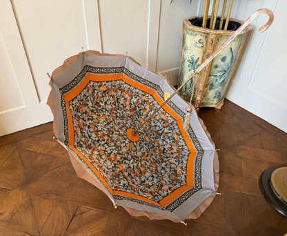 Vintage Paragon Fox Frame Umbrella with Floral Lining & Tassel Handle - Oak House Trading