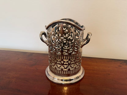 Vintage Silver Plated Pierced Wine Bottle Holder / Coaster - Oak House Trading