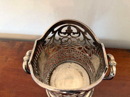 Vintage Silver Plated Pierced Wine Bottle Holder / Coaster - Oak House Trading