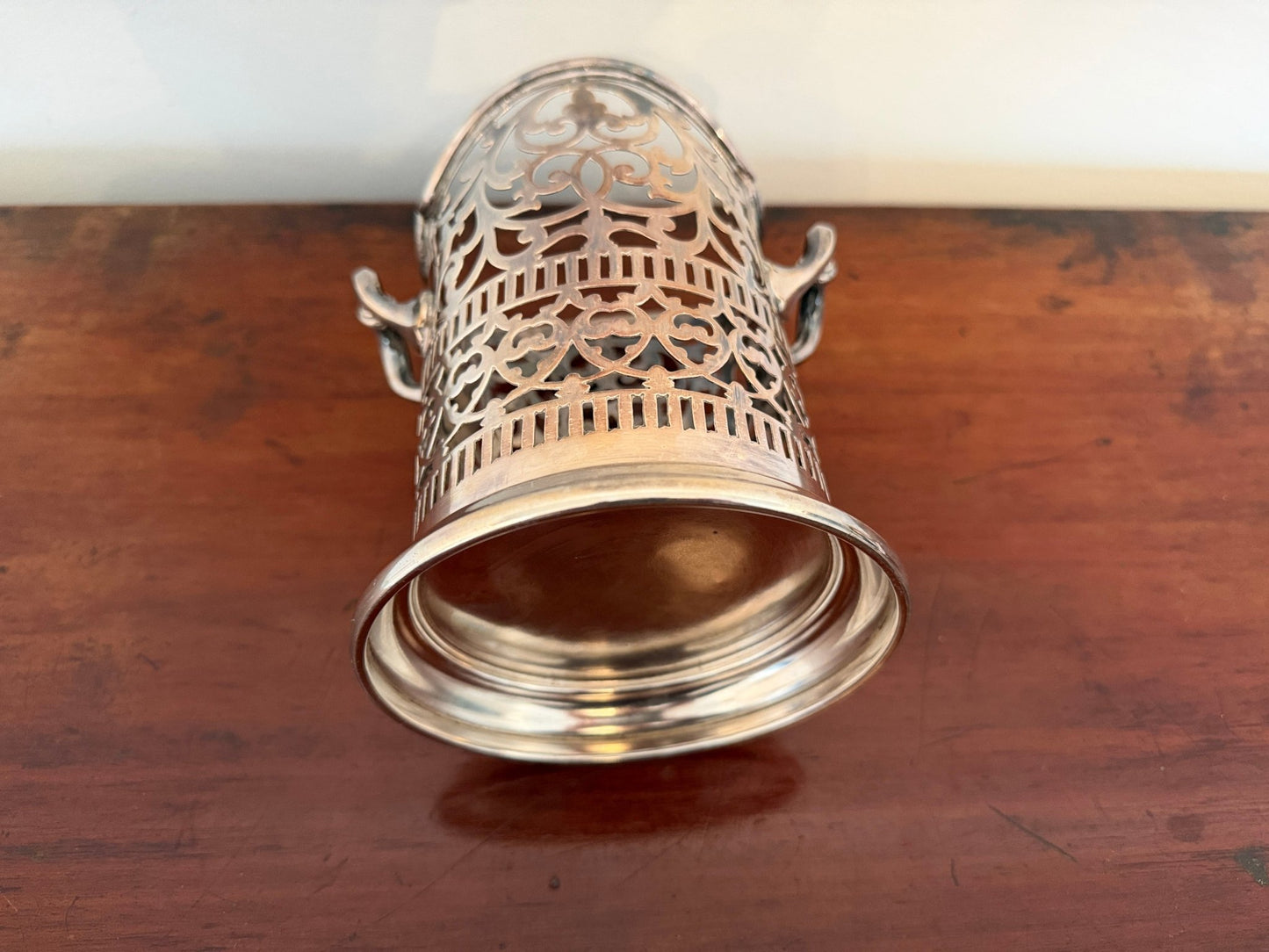 Vintage Silver Plated Pierced Wine Bottle Holder / Coaster - Oak House Trading